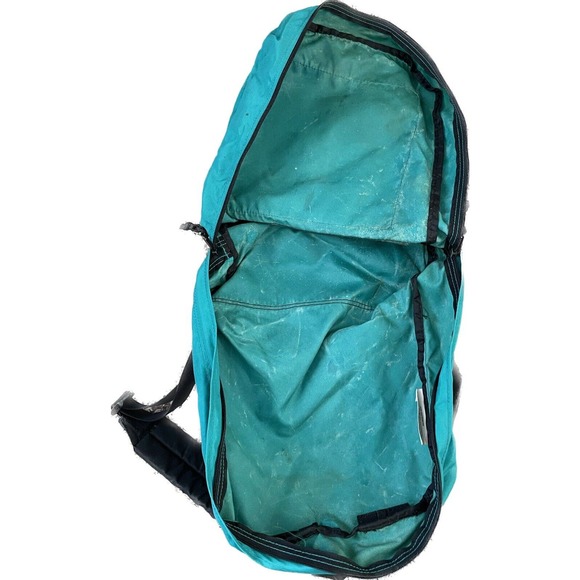 Vintage Eddie Bauer Backpack Teal Nylon Small Pack Bag 2 Pocket USA Made - Picture 3 of 7